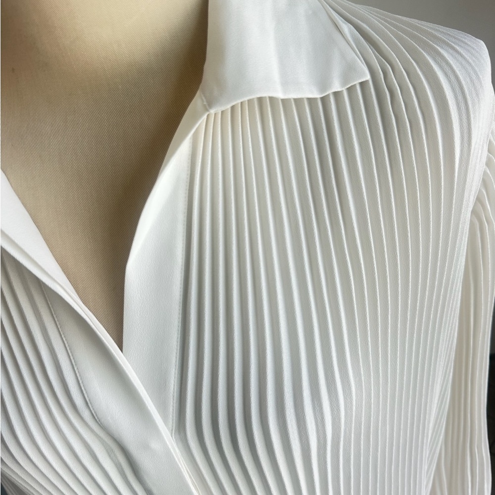 Darling White Long Sleeve Pleated Dress - Picture 5 of 6